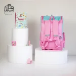 تصویر اختصاصی از نمای پشتی کوله پشتی مدرسه یونیکورن رنگین کمان 1007 سایز بزرگ در رنگ صورتی