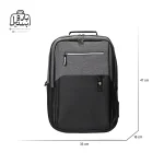 تصویر اختصاصی از نمای جلوی کوله‌پشتی استاربگ آلفا کد ۴۷۵۳ در رنگ مشکی طوسی همراه با سایزبندی