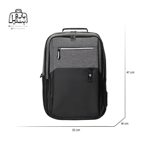 تصویر اختصاصی از نمای جلوی کوله‌پشتی استاربگ آلفا کد ۴۷۵۳ در رنگ مشکی طوسی همراه با سایزبندی