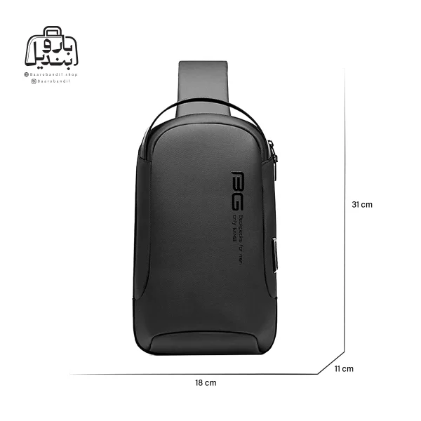 تصویر اختصاصی از نمای جلوی بادی‌ بگ (کراس بادی) بنج کد ۷۲۲۱ در رنگ مشکی با سایزبندی