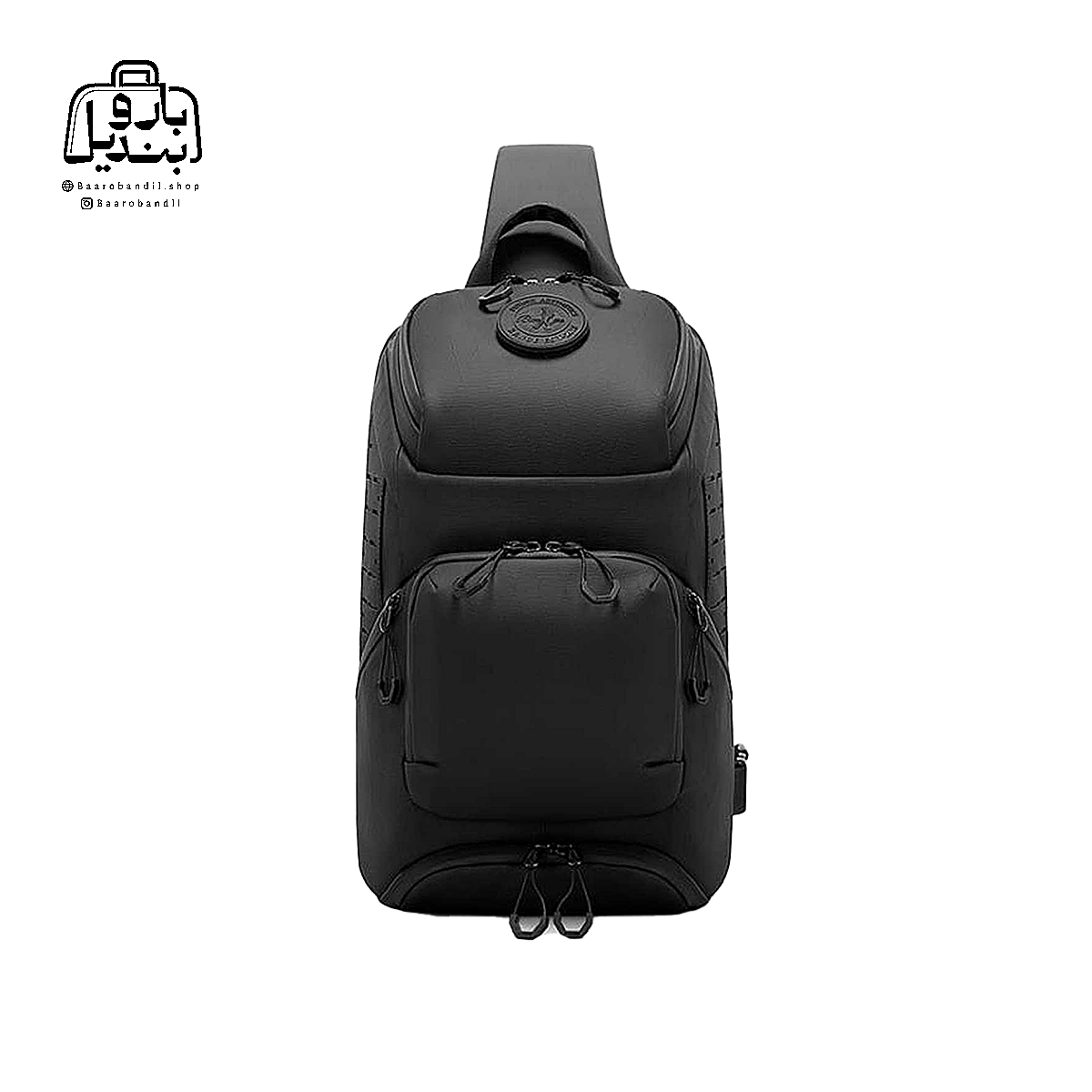 crossbody-bange-fw228-black-front تصویر اختصاصی از نمای جلوی بادی بگ (کراس بادی) بنج کد fw۲۲۸ در رنگ مشکی