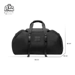 تصویر اختصاصی از نمای جلوی ساک ورزشی بنج کد ۷۰۸۸ در رنگ مشکی همراه با سایزبندی