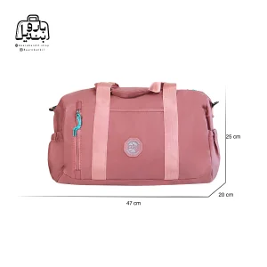 تصویر اختصاصی از نمای جلوی ساک ورزشی بوبو کد ۰۰۱۳۱ در رنگ کالباسی همراه با سایزبندی