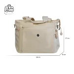 تصویر اختصاصی از نمای جلوی ساک بوبو کد ۹۰۷۰ در رنگ زرد کرهای همراه با سایزبندی