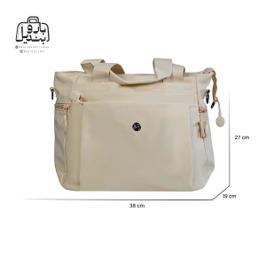 تصویر اختصاصی از نمای جلوی ساک بوبو کد ۹۰۷۰ در رنگ زرد کره‌ای همراه با سایزبندی