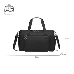 تصویر اختصاصی از نمای جلوی ساک ورزشی فوور کد ۲۳-۲۸۰۲ در رنگ مشکی همراه با سایزبندی