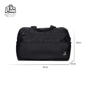 تصویر اختصاصی از نمای جلوی ساک ورزشی ولنتیر کد ۰۶-۱۸۰۷ ls در رنگ مشکی همراه با سایزبندی