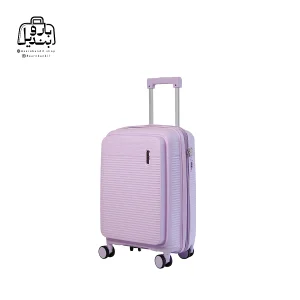 تصویر اختصاصی از نمای جلو و کناری چمدان فشن سایز کوچک (داخل کابین) در رنگ یاسی