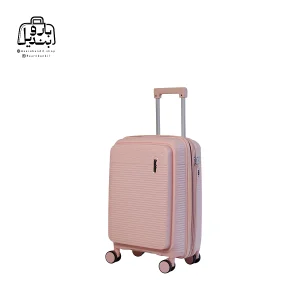 تصویر اختصاصی از نمای جلو و کناری چمدان فشن سایز کوچک (داخل کابین) در رنگ کالباسی