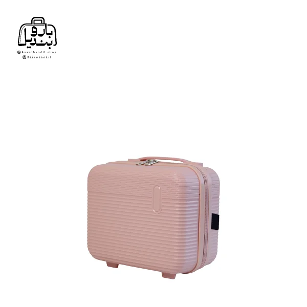 تصویر اختصاصی از نمای جلو و کناری چمدان فشن کیف آرایشی در رنگ کالباسی