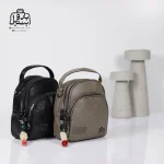 تصویر اختصاصی از نمای جلو و کناری کیف دوشی زنانه موجیتو کد 7652 در رنگ سبز و قهوه‌ای