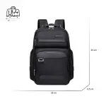 تصویر اختصاصی از نمای جلو و پهلوی کوله‌پشتی آرکتیک هانتر کد B00492 در رنگ مشکی با سایزبندی