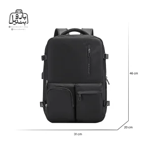 تصویر اختصاصی از نمای جلوی کوله‌پشتی بنج کد ۱۸۰۰ در رنگ مشکی همراه با سایزبندی