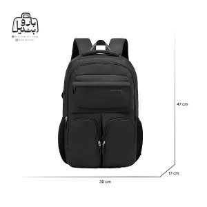 تصویر اختصاصی از نمای جلوی کوله‌پشتی بنج کد ۱۸۰۷ در رنگ مشکی همراه با سایزبندی