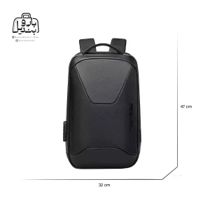 تصویر اختصاصی از نمای جلویی کوله‌پشتی بنج کد ۶۶۲۱ در رنگ مشکی همراه با سایزبندی