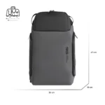 تصویر اختصاصی از نمای جلوی کوله بنج کد ۷۲۷۷ در رنگ مشکی طوسی همراه با سایزبندی