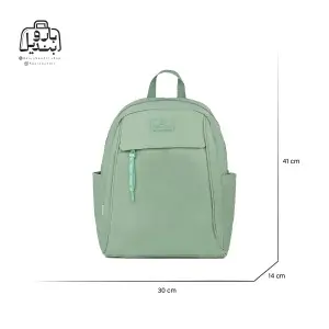 تصویر اختصاصی از نمای جلوی کوله بوبو کد 1823 در رنگ سبز همراه با سایزبندی