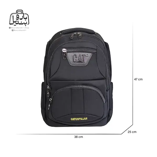 تصویر اختصاصی از نمای جلوی کوله‌پشتی کت کد ۱۷۲۹ در رنگ مشکی همراه با سایزبندی