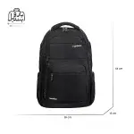 تصویر اختصاصی از نمای جلوی کوله‌پشتی مندوزا کد ۱۰۱ در رنگ مشکی همراه با سایزبندی