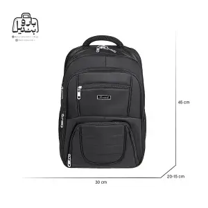 تصویر اختصاصی از نمای جلوی کوله‌پشتی نوژیا کد ۱۸۸۵ در رنگ مشکی همراه با سایزبندی