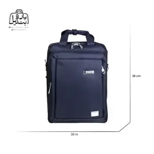 تصویر اختصاصی از نمای جلوی کوله‌پشتی نوژیا کد ۲۸۹۹ در رنگ سرمه‌ای همراه با سایزبندی