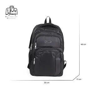 تصویر اختصاصی از نمای جلوی کوله‌پشتی نوژیا کد ۶۶۰۸ در رنگ مشکی با سایزبندی