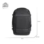 تصویر اختصاصی از نمای جلوی کوله‌پشتی پاورگینگ کد ۱۲۰۲۱ در رنگ مشکی با سایزبندی