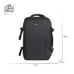 تصویر اختصاصی از نمای جلوی کوله‌پشتی پاورگینگ کد ۱۲۰۰۳ در رنگ مشکی با سایزبندی