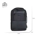 تصویر اختصاصی از نمای جلو و پهلوی کوله‌پشتی پاورگینگ کد ۱۲۰۲۳ در رنگ مشکی با سایزبندی