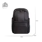 تصویر اختصاصی از نمای جلوی کوله‌پشتی پرزیدنت کد ۶۱۶۰ در رنگ مشکی همراه با سایزبندی