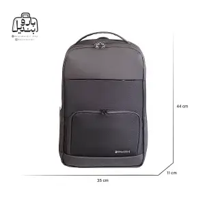 تصویر اختصاصی از نمای جلوی کوله‌پشتی پرزیدنت کد ۶۱۶۶ در رنگ مشکی همراه با سایزبندی