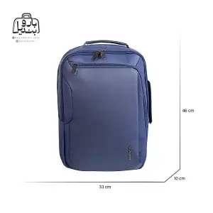 تصویر اختصاصی از نمای جلوی کوله‌پشتی پرزیدنت کد ۶۱۷۸ در رنگ سرمه‌ای همراه با سایزبندی