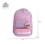 تصویر اختصاصی از نمای جلوی کوله پشتی مدرسه کریس بلا ۱۰۱۷ در طرح baby girl در رنگ بنفش همراه با سایزبندی