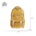 تصویر اختصاصی از نمای جلوی کوله پشتی مدرسه کریس بلا 1026 در طرح ساده در رنگ خردلی همراه با سایزبندی