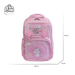 تصویر اختصاصی از نمای جلوی کوله پشتی مدرسه کریس بلا 5005 در طرح یونیکورن در رنگ صورتی همراه با سایزبندی