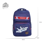 تصویر اختصاصی از نمای جلوی کوله پشتی مدرسه هونکا ۳۳۱۶ در رنگ سرمه‌ای همراه با سایزبندی