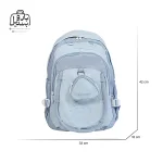 تصویر اختصاصی از نمای جلوی کوله پشتی مدرسه ingenium کد ۰۰۰۹ در رنگ آبی همراه با سایزبندی