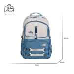 تصویر اختصاصی از نمای جلوی کوله پشتی مدرسه لاتین شیپ ۲۱۰۱ در رنگ آبی همراه با سایزبندی