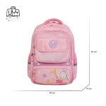 تصویر اختصاصی از نمای جلوی کوله پشتی مدرسه سان ایت 0253 در طرح ستاره و شخصیت کارتونی در رنگ صورتی همراه با سایزبندی