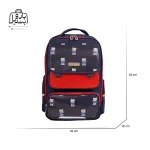 تصویر اختصاصی از نمای جلوی کوله پشتی مدرسه زاندی ۱۱۸۷ در رنگ قرمز همراه با سایزبندی