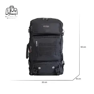 تصویر اختصاصی از نمای جلوی کوله‌پشتی ویتزمن کد ۶۶۹۸ در رنگ مشکی همراه با سایزبندی