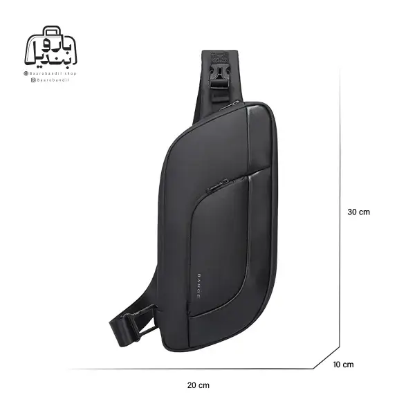 تصویر اختصاصی از نمای جلوی بادی‌ بگ (کراس بادی) بنج کد ۷۳۱۲ در رنگ مشکی همراه با سایزبندی