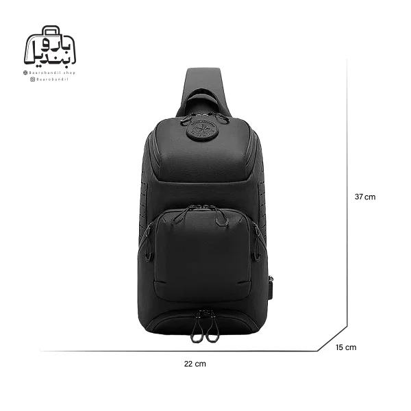 تصویر اختصاصی از نمای جلوی بادی‌ بگ (کراس بادی) بنج کد fw۲۲۸ در رنگ مشکی همراه با سایزبندی