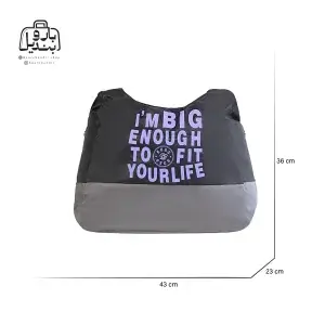 تصویر اختصاصی از نمای جلوی ساک بوبو کد ۶۶۵۶ در رنگ مشکی همراه با سایزبندی