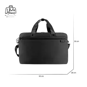 تصویر اختصاصی از نمای جلوی ساک ورزشی فوور کد ۲۸۰۲-۳۲ در رنگ مشکی همراه با سایزبندی