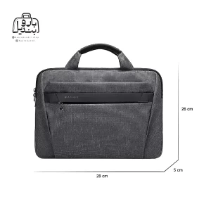 تصویر اختصاصی از نمای جلوی کیف دستی لپ‌تاپی بنج Bange کد ۲۵۵۸ در طوسی همراه با سایزبندی