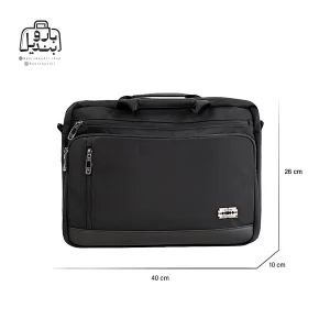 تصویر اختصاصی از نمای جلوی کیف دستی لپ‌تاپی لیستات ۶۶۰۱ در رنگ مشکی همراه با سایزبندی