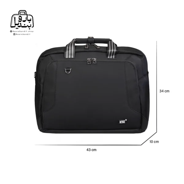 تصویر اختصاصی از سایزبندی کیف دستی لپ‌تاپی مونت بلانک کد ۶۱۶۹ در رنگ مشکی