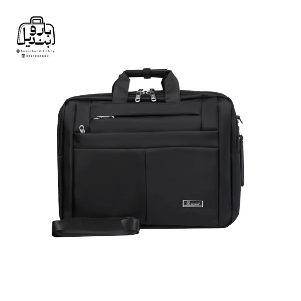 تصویر اختصاصی از نمای جلوی کیف دستی لپ‌تاپی نوژیا کد ۱۱۲۸ در رنگ مشکی