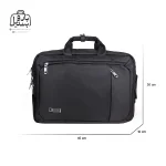 تصویر اختصاصی از نمای جلوی کیف دستی لپ‌تاپی نوژيا Nuoxiya کد ۱۳۶۵ در مشکی همراه با سایزبندی